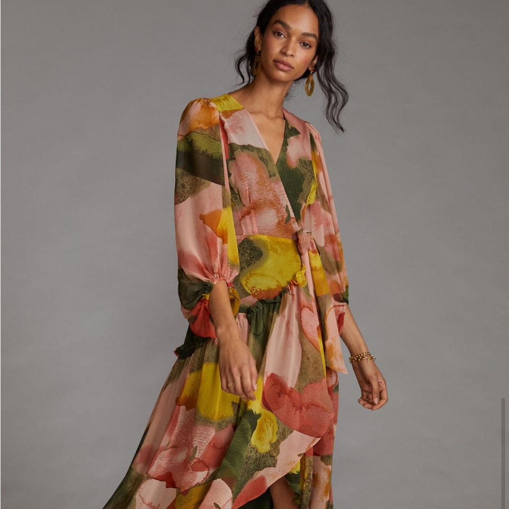 Hutch Orange Yellow Tie Front High-Low Sundress